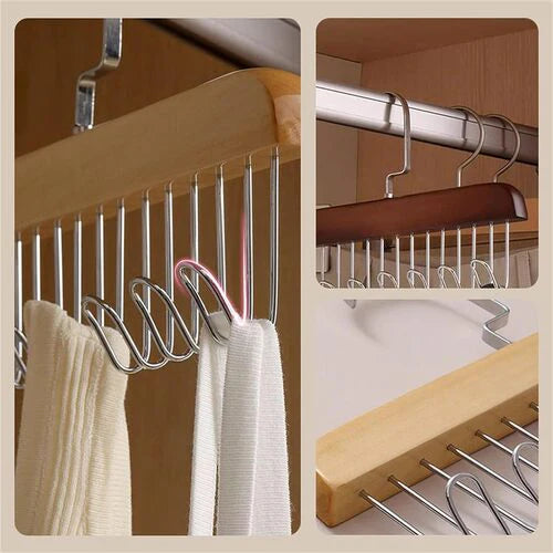 8 HOOK WOODEN CLOTHES HANGER