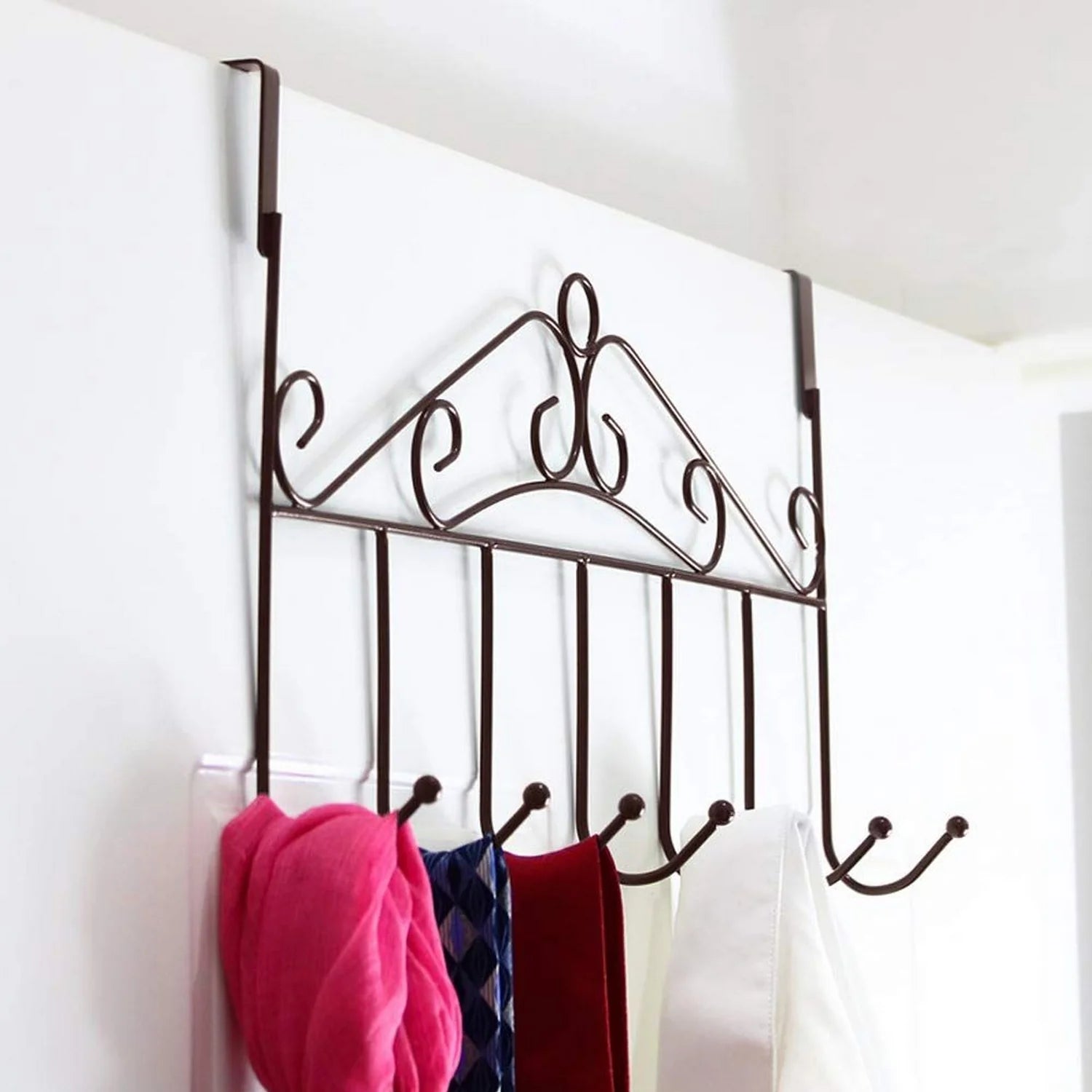 Metallic Over the Door Hanger Holder 7 Hooks